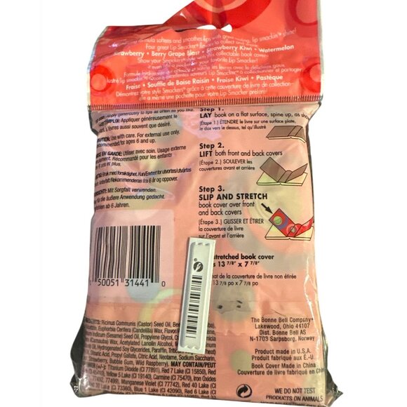 Vintage Lip Smackers Back-To-School Book Cover Set w/4 Bubble Font Lip Balms HTF - Picture 2 of 5